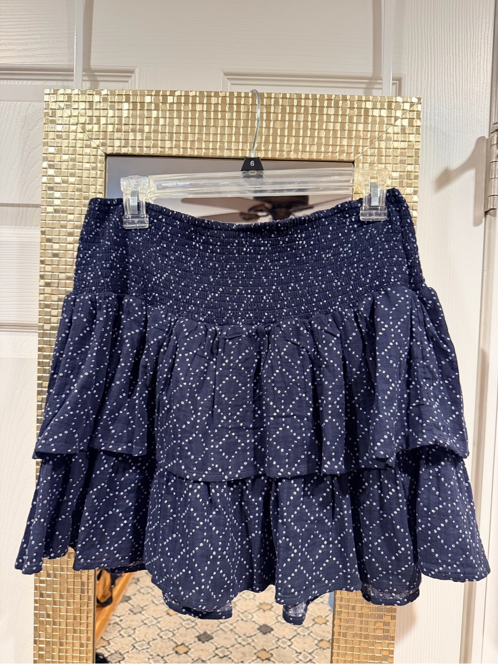 Universal Thread Navy Blue Polka Diamond Tiered Skirt